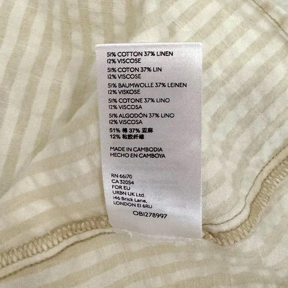 URBAN OUTFITTERS Cream Gingham Puff Sleeve Square Neck Mini‎ Dress S P - Picture 9 of 9